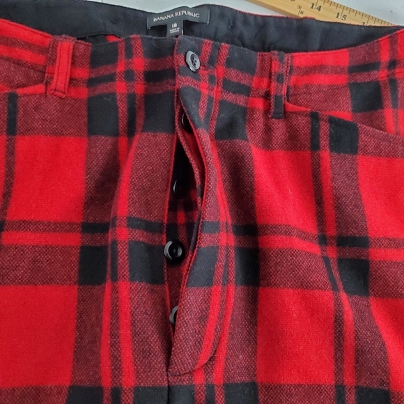 Banana Republic Plaid Riding Pants Size 18 Wool Blend Button Fly Ankle Ties - Picture 4 of 16
